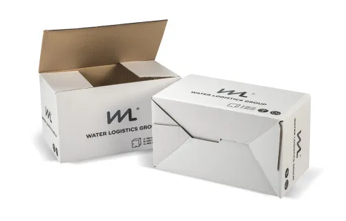 Caixes de cartró ondulat amb fons automàtic Water Logistics - embalatge | Massó Pack